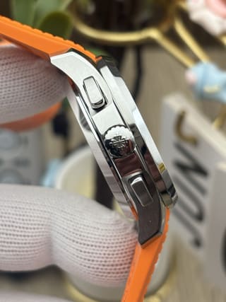 Aquanaut Chronograph 5968A-001 Stainless Steel Black Dial Orange Rubber Strap 6