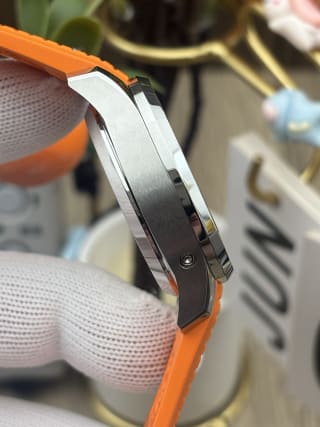 Aquanaut Chronograph 5968A-001 Stainless Steel Black Dial Orange Rubber Strap 7