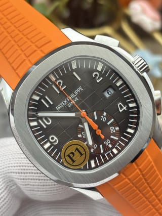 Aquanaut Chronograph 5968A-001 Stainless Steel Black Dial Orange Rubber Strap 3