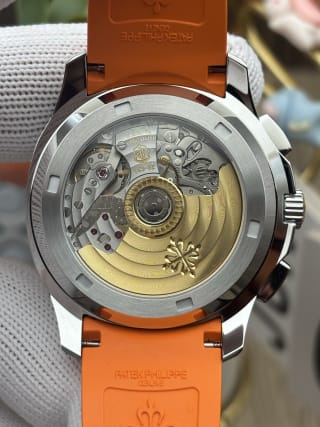 Aquanaut Chronograph 5968A-001 Stainless Steel Black Dial Orange Rubber Strap 5