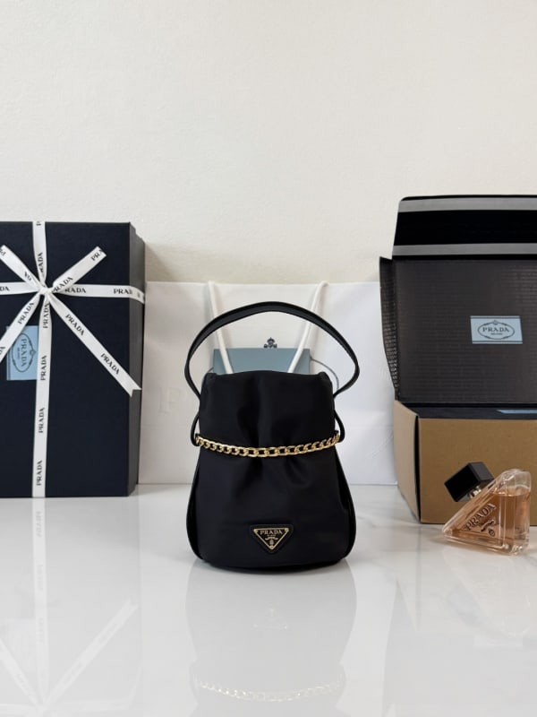 Prada Re-Nylon and Leather Mini Bucket Bag