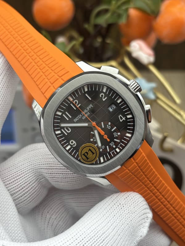 Patek Philippe Aquanaut Chronograph 5968A-001 Stainless Steel Black Dial Orange Rubber Strap
