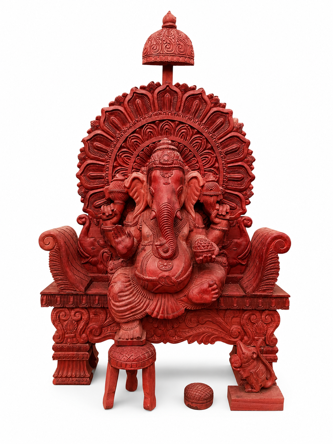 Handcrafted Vinayagar Red Wood Statue — image 2