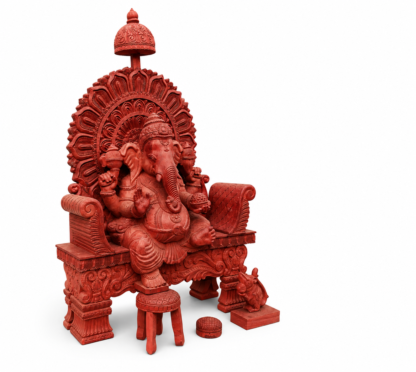 Handcrafted Vinayagar Red Wood Statue — image 3
