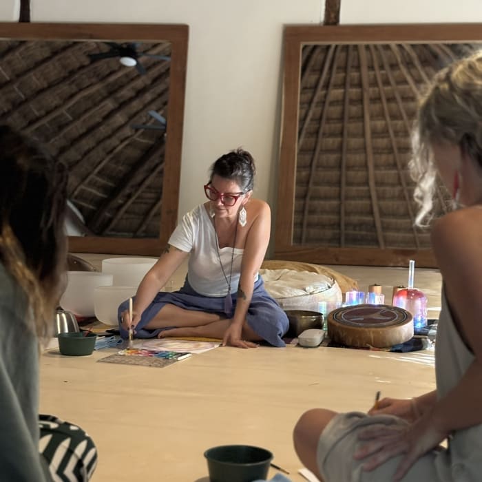 Women walking together in the jungle