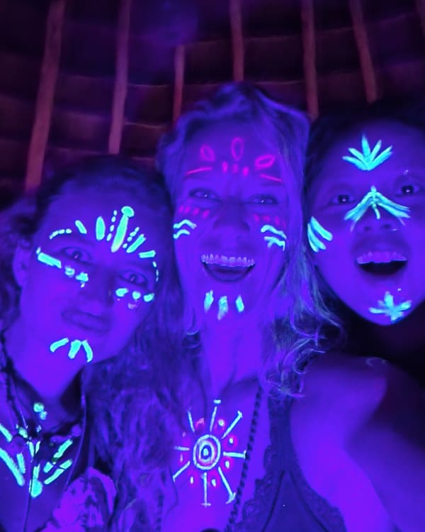 Ecstatic dance and cacao around the fire after dark