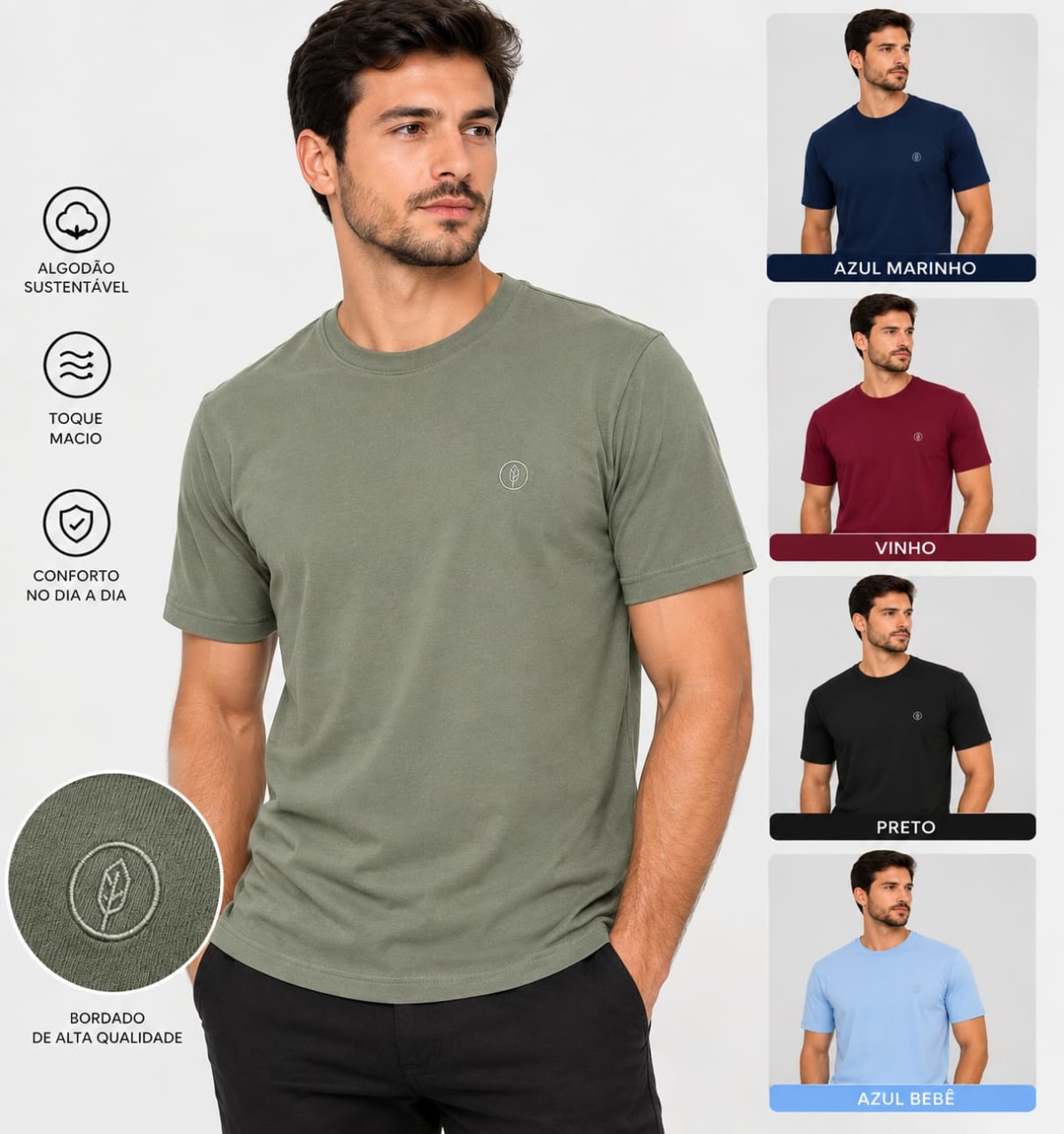 CAMISETA PENA LOGO BORDADO COM FENDA