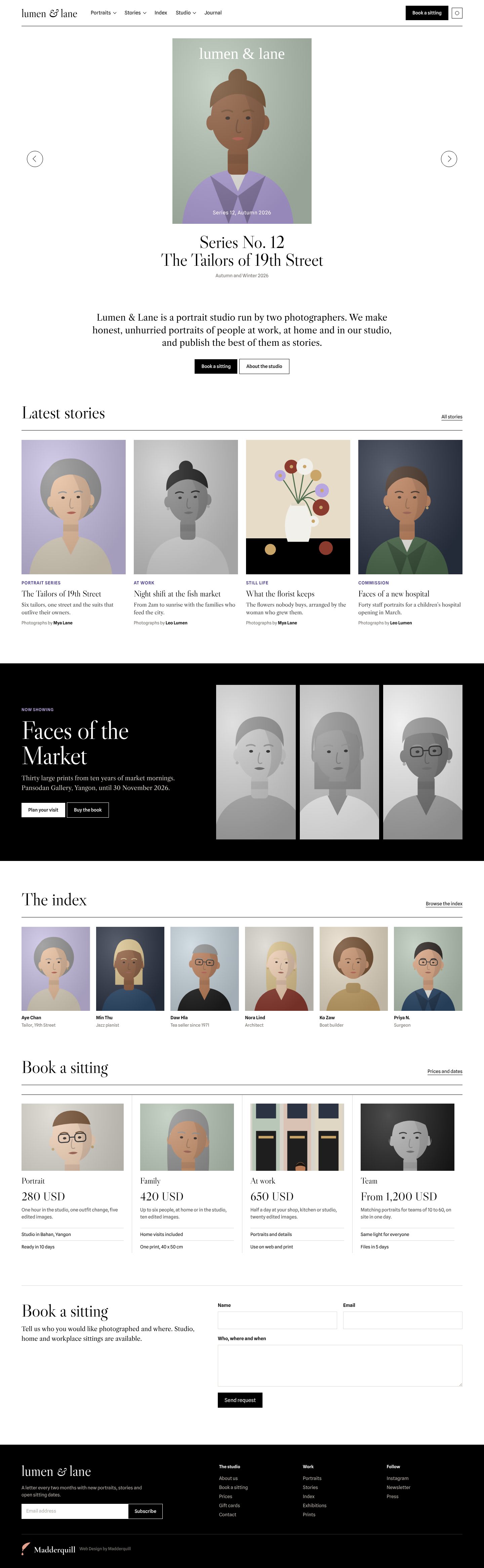 Lumen & Lane homepage, desktop