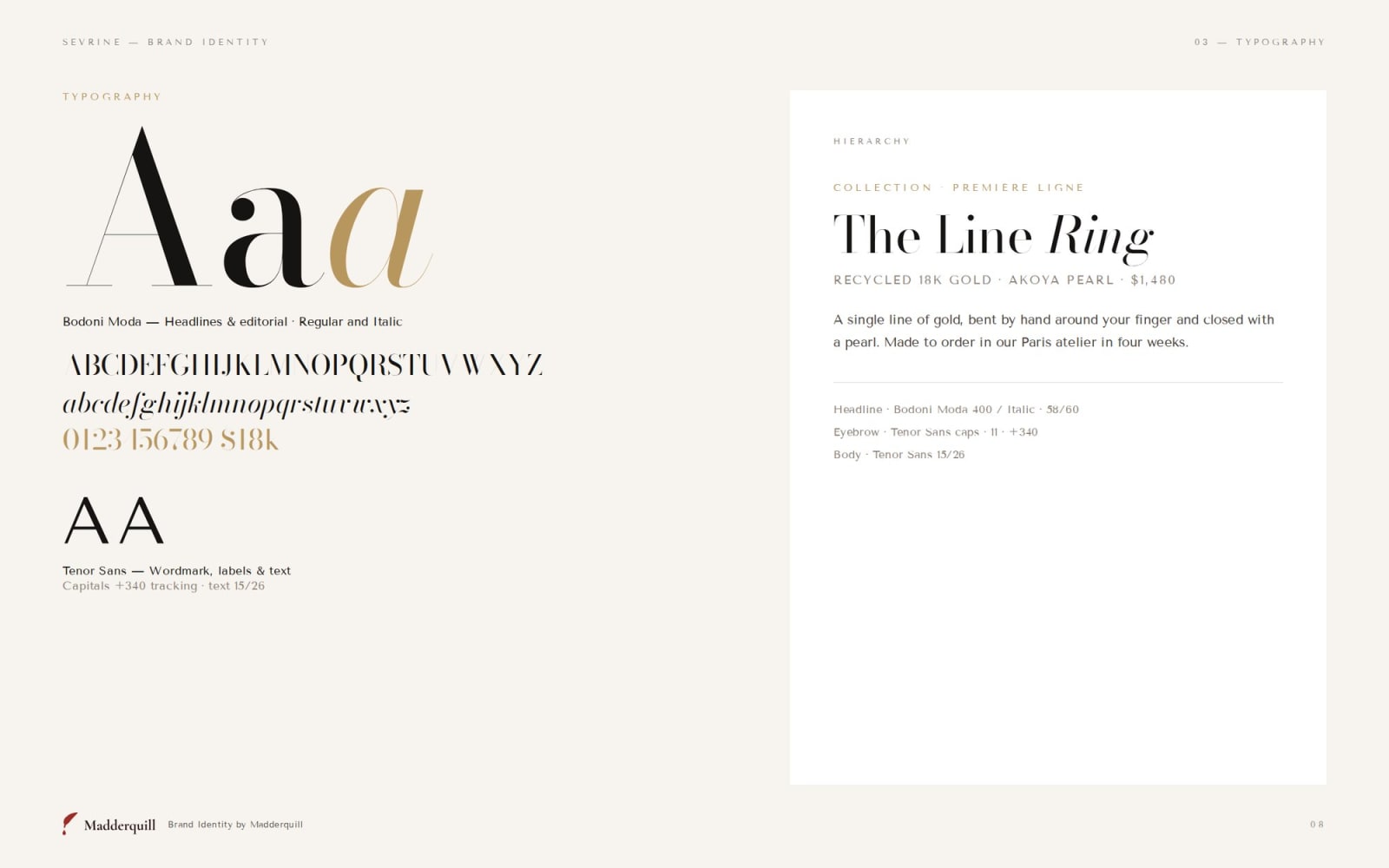 Sevrine typefaces and type hierarchy