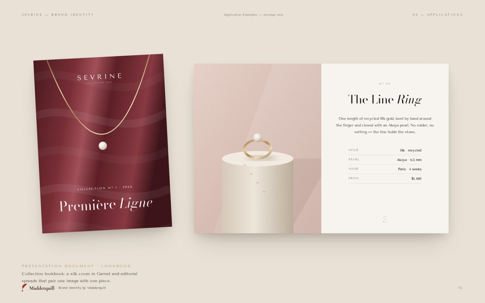 Sevrine lookbook, application example mockup