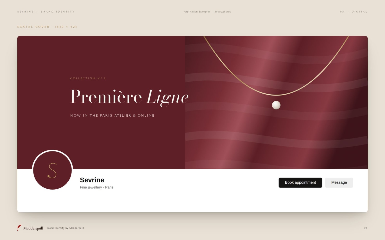 Sevrine social cover image, application example mockup