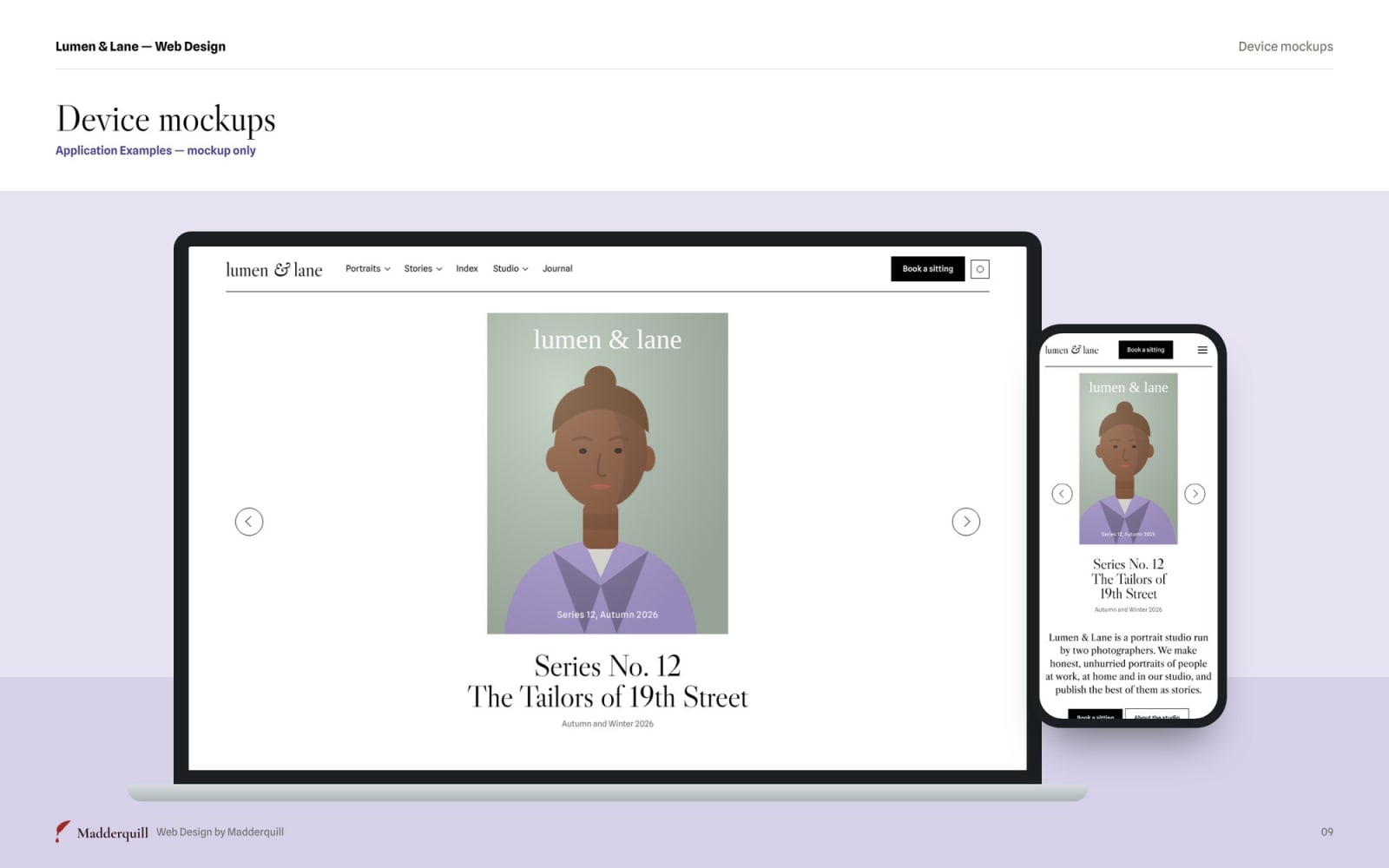 Lumen & Lane website on laptop and phone