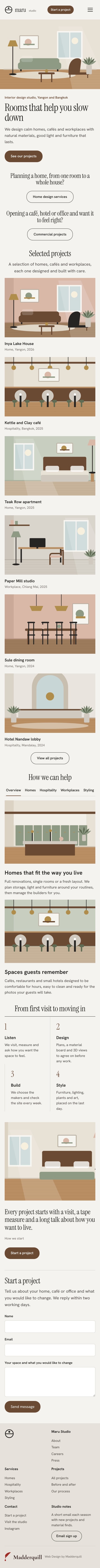 Maru Studio homepage, mobile