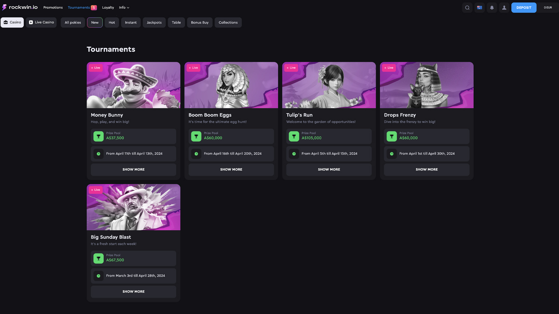 Rockwin online casino tournaments