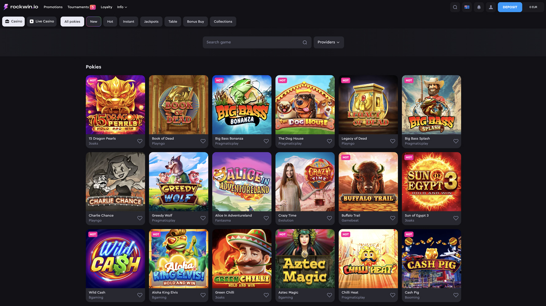 Rockwin Aussie Casino Homepage