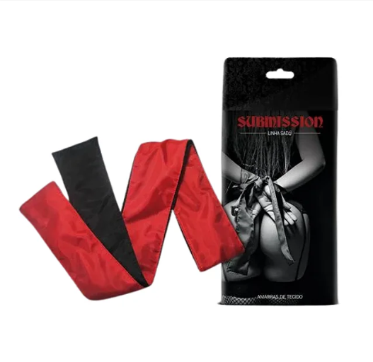 AMARRAS DE TECIDO - SUBMISSION PRETO E VERMELHO