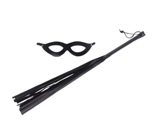 KIT CHICOTE E MÁSCARA TIAZINHA PRETO - 35 CM