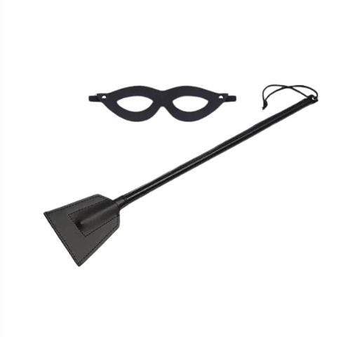 KIT CHICOTE E MÁSCARA TIAZINHA PRETO - 40 CM