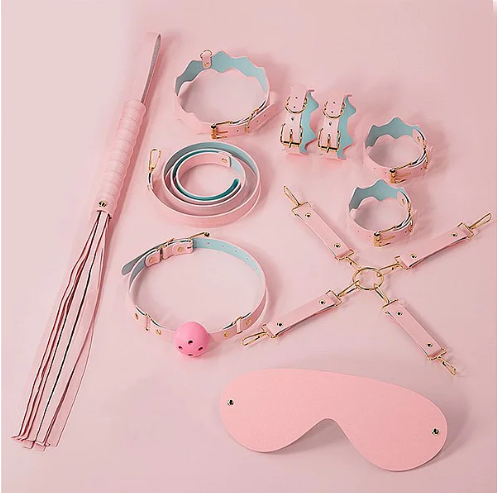 KIT SADO ERÓTICO COM 8 PEÇAS - ROSA COM AZUL