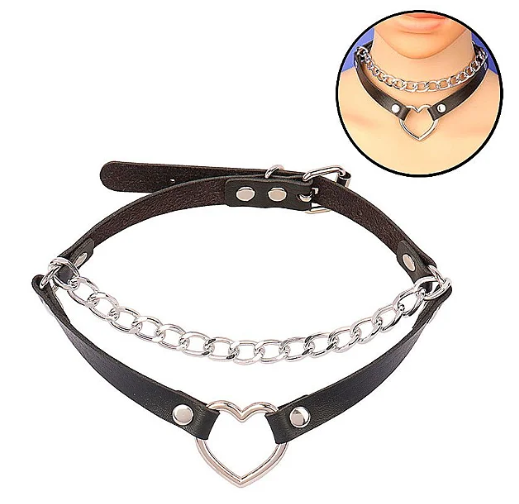 CHOCKER REBITE - COLEIRA COM CORAÇÃO E CORRENTE - SI