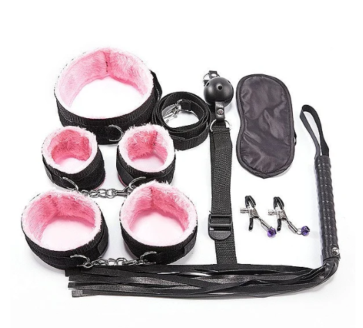 KIT BONDAGE PRETO COM ROSA