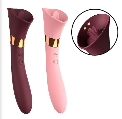 VIBRADOR DE PONTO G E CLITÓRIS COM LÍNGUA