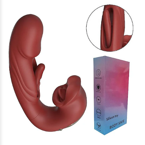 VIBRADOR DE PONTO G E CLITÓRIS COM BOCA E DEDILHAR / SLAP - ALWUP