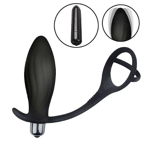 PLUG PARA PRÓSTATA EM SILICONE COM ANEL DUPLO - Á PILHA