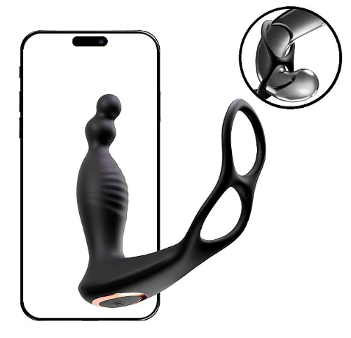 PLUG PARA PRÓSTATA EM SILICONE VIA APP COM AQUECIMENTO E ANEL DUPLO - PULSEDUO
