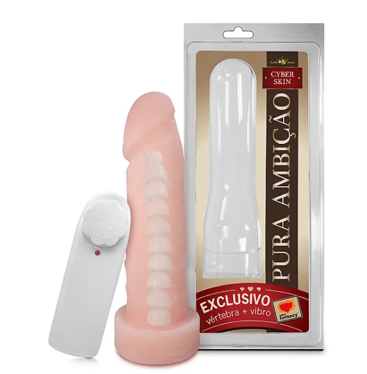 PRÓTESE DE CYBERSKIN MACIÇO C/ VÉRTEBRA E VIBRO - 16 X 4,5 CM