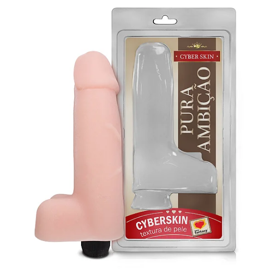 PRÓTESE DE CYBER C/ ESCROTO E VIBRO - 18 X 5 CM
