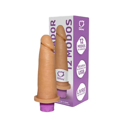 PÊNIS REALÍSTICO S/ ESCROTO C/ VIBRO RECARREGAVEL 15,3 X 4,5