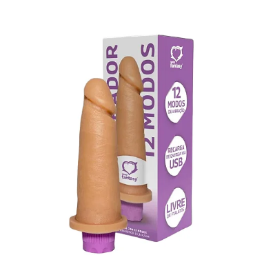 PÊNIS REALÍSTICO S/ ESCROTO C/ VIBRO RECARREGAVEL 15,3 X 4,5