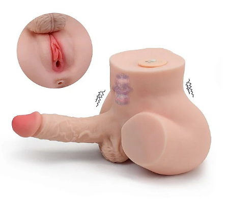 MASTURBADOR HERMAFRODITA - MEIO CORPO COM VAGINA, ÂNUS E PÊNIS COM VIBRAÇÃO