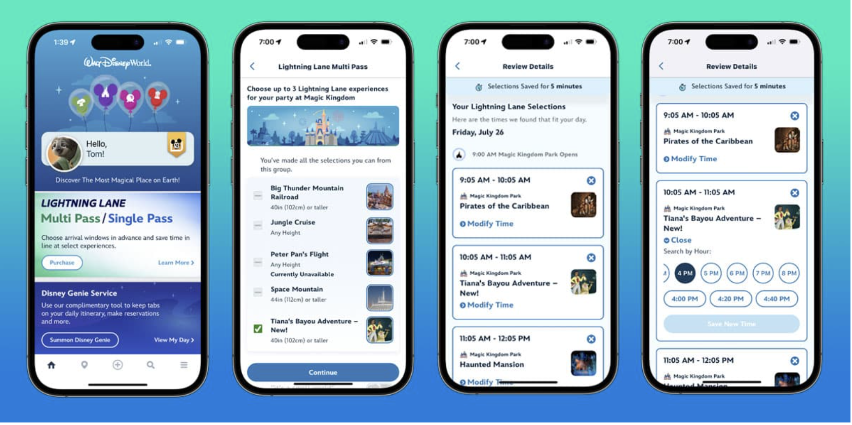 My Disney Experience ride detail screen showing the Modify button to use instead of Cancel