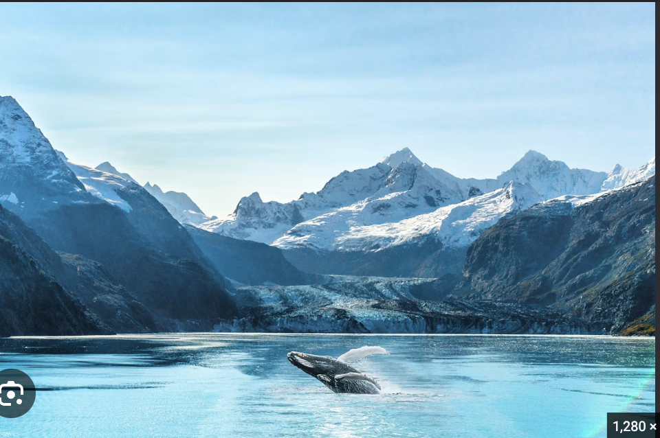 Humpback whale tail rising out of the water near Juneau