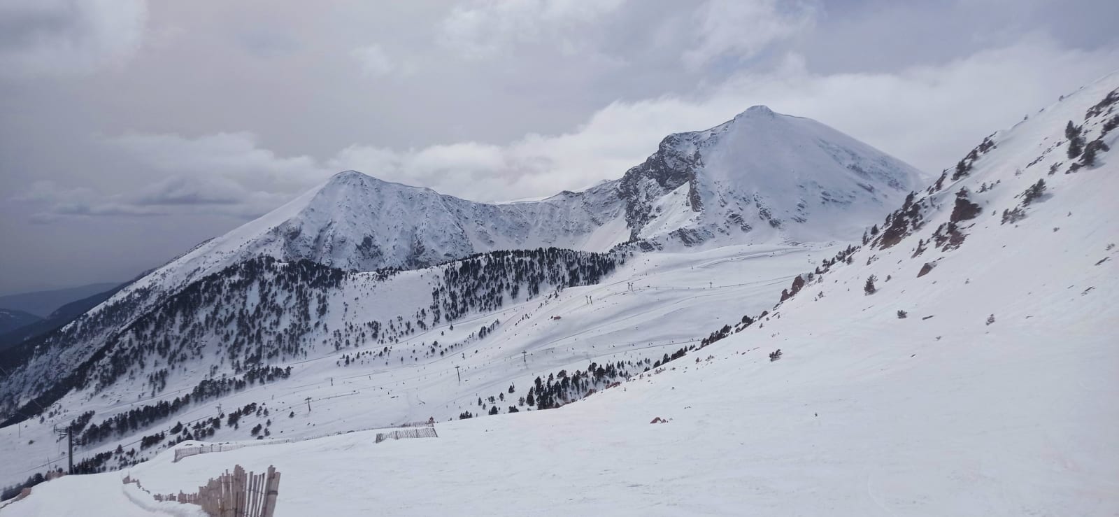 Snow-covered mountains at Vallter 2000 in the Catalan Pyrenees