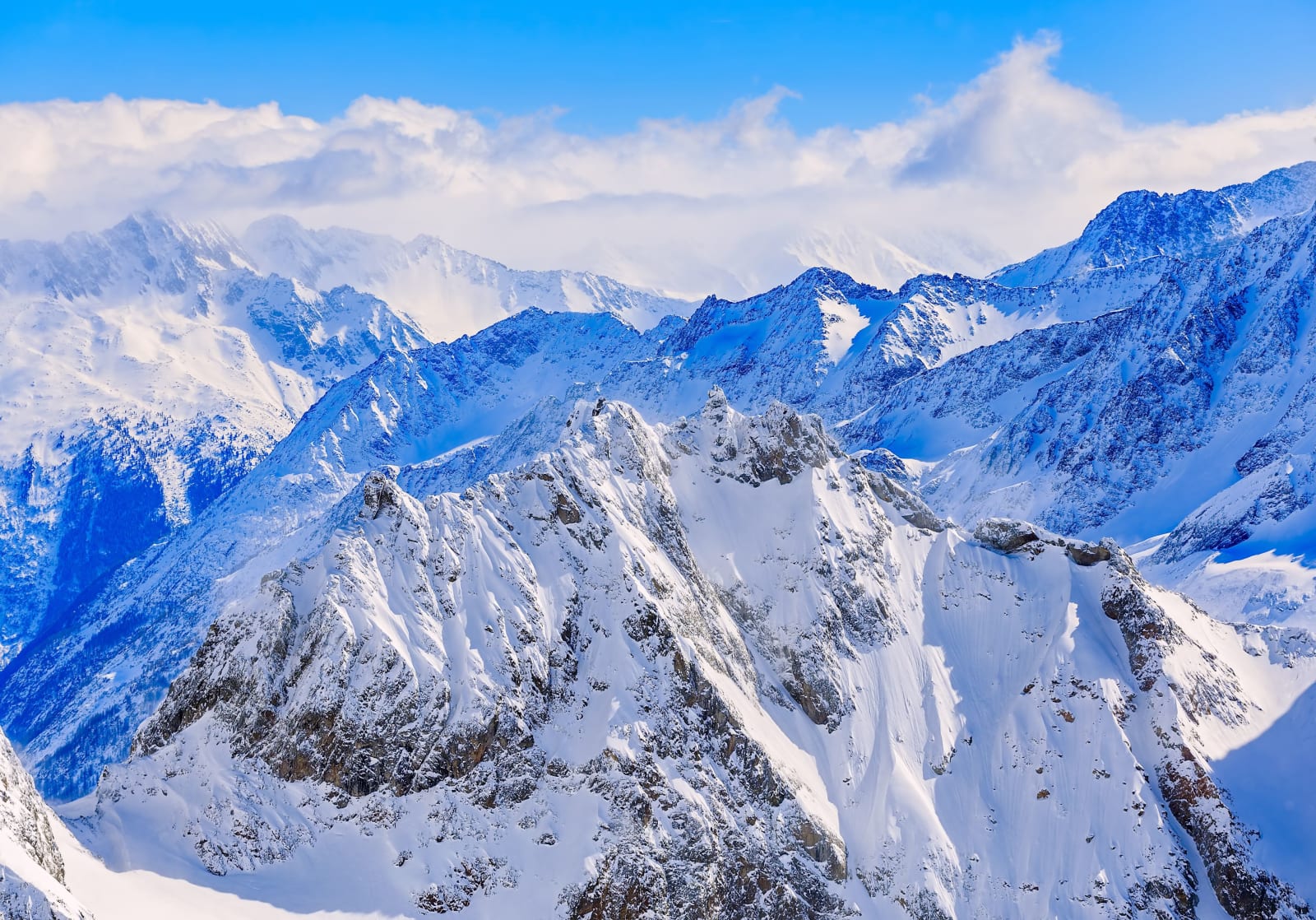 Snow-covered peaks around Engelberg, Switzerland