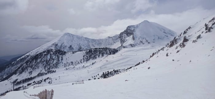 Snow-covered mountains at Vallter 2000 in the Catalan Pyrenees