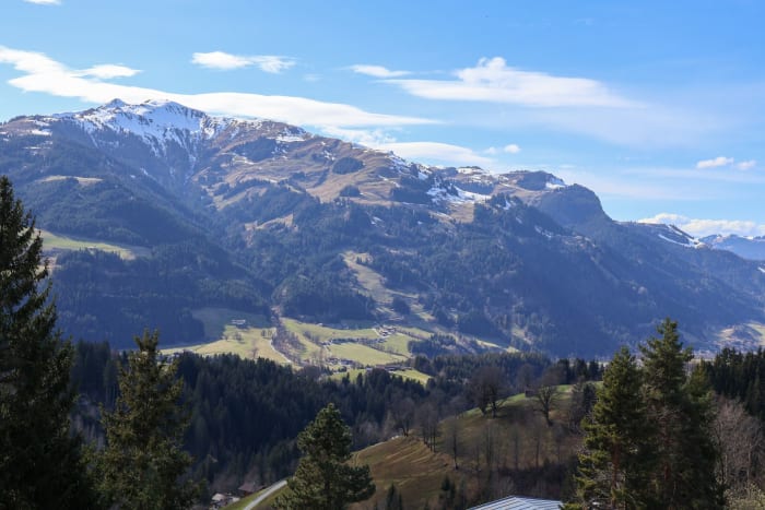 Breathtaking view of the snow-capped Alps in Aurach bei Kitzbühel, Austria.