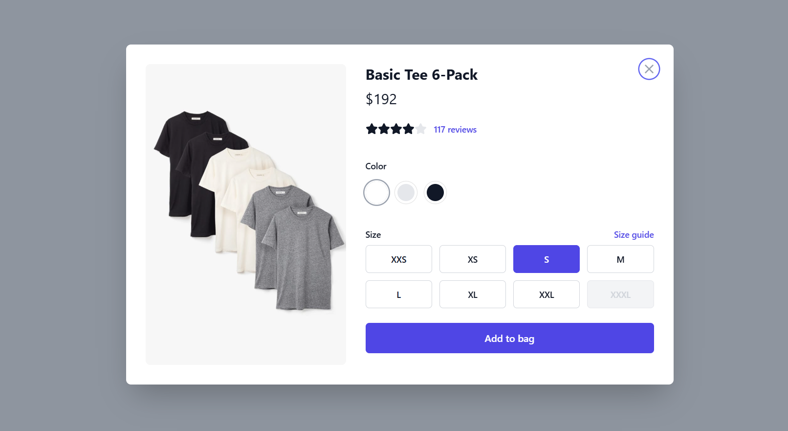 Free Ecommerce Product Quick View Modal — React + Tailwind Component React component built with Tailwind CSS