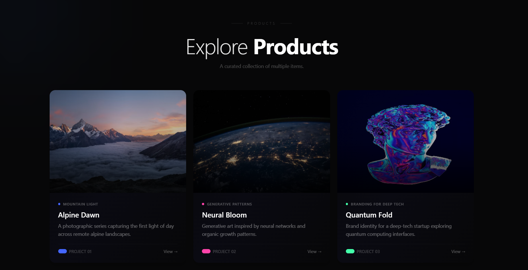 Premium Cards Shader Driven Image Cards with Ripple Effect React component built with Tailwind CSS