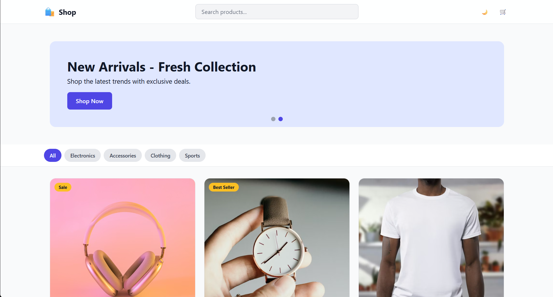 Free Ecommerce Interactive Ecommerce Storefront React component built with Tailwind CSS