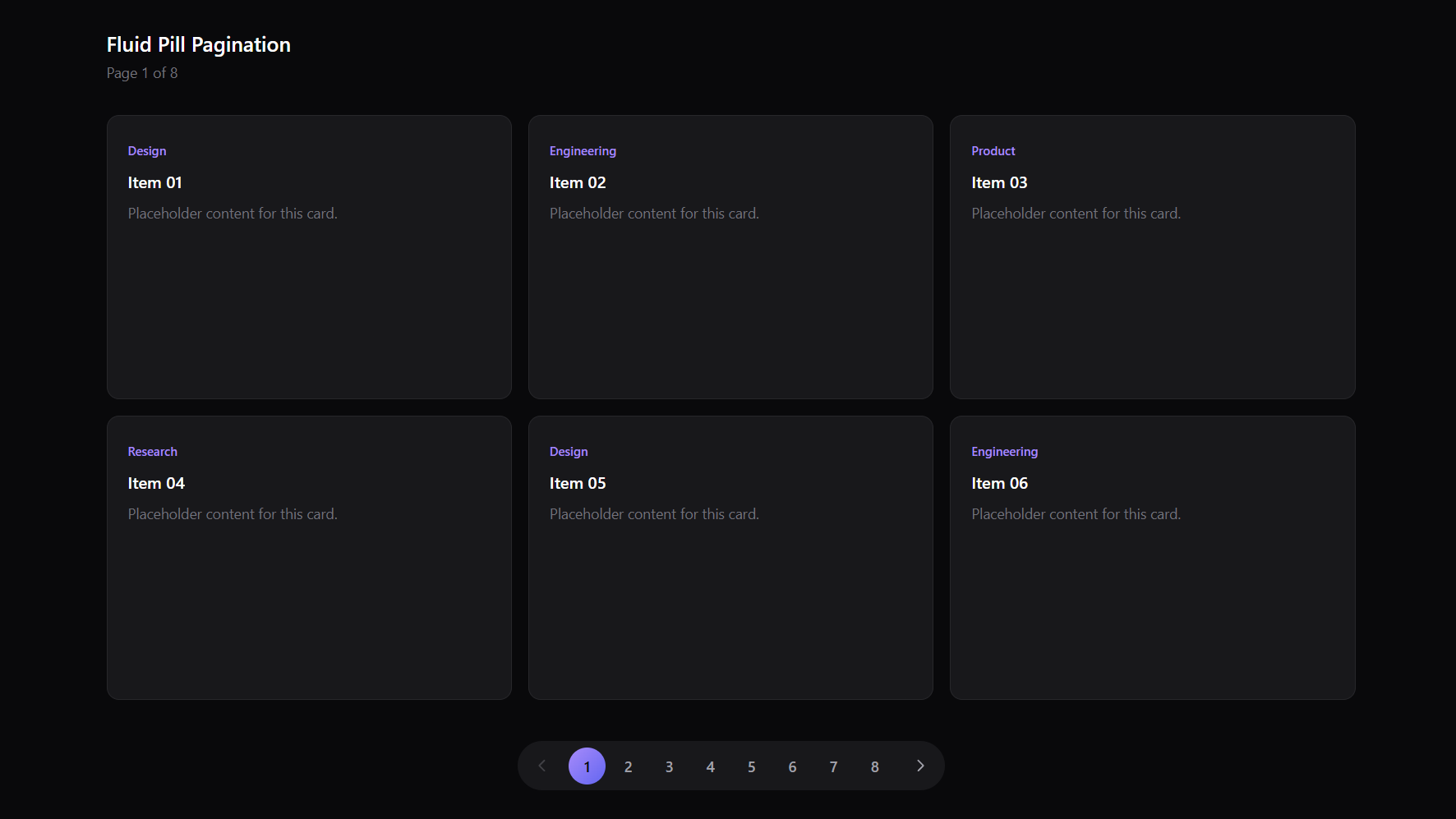 Free Pagination Fluid Pill React Pagination Component React component built with Tailwind CSS
