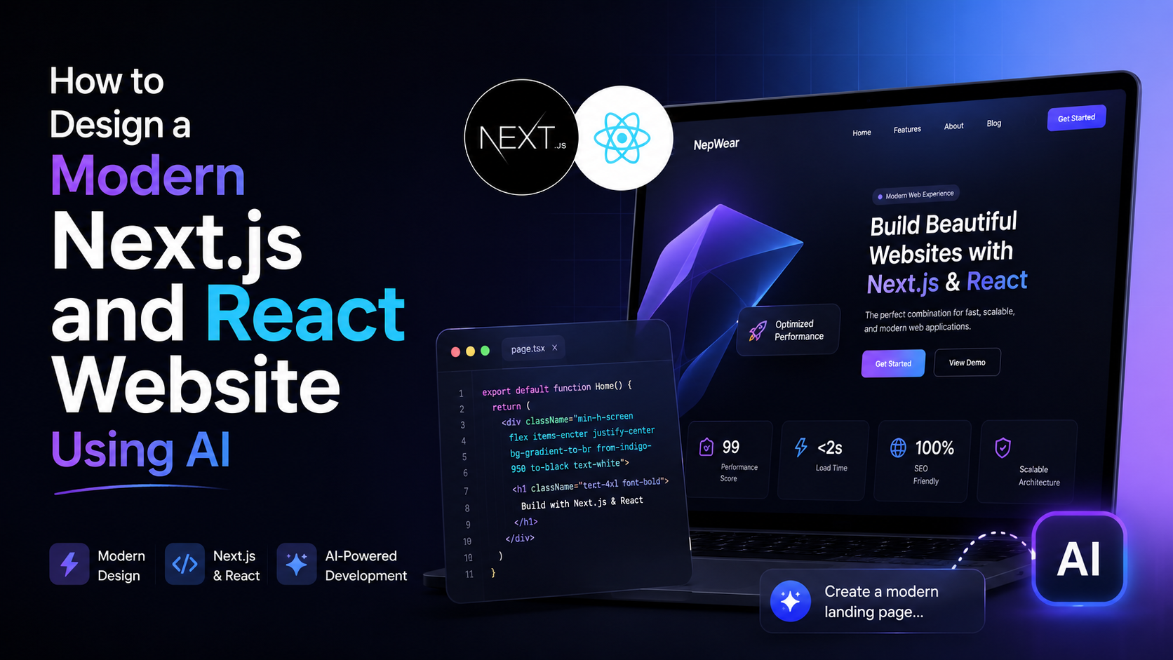 How to Design a Modern Next.js and React Website Using AI
