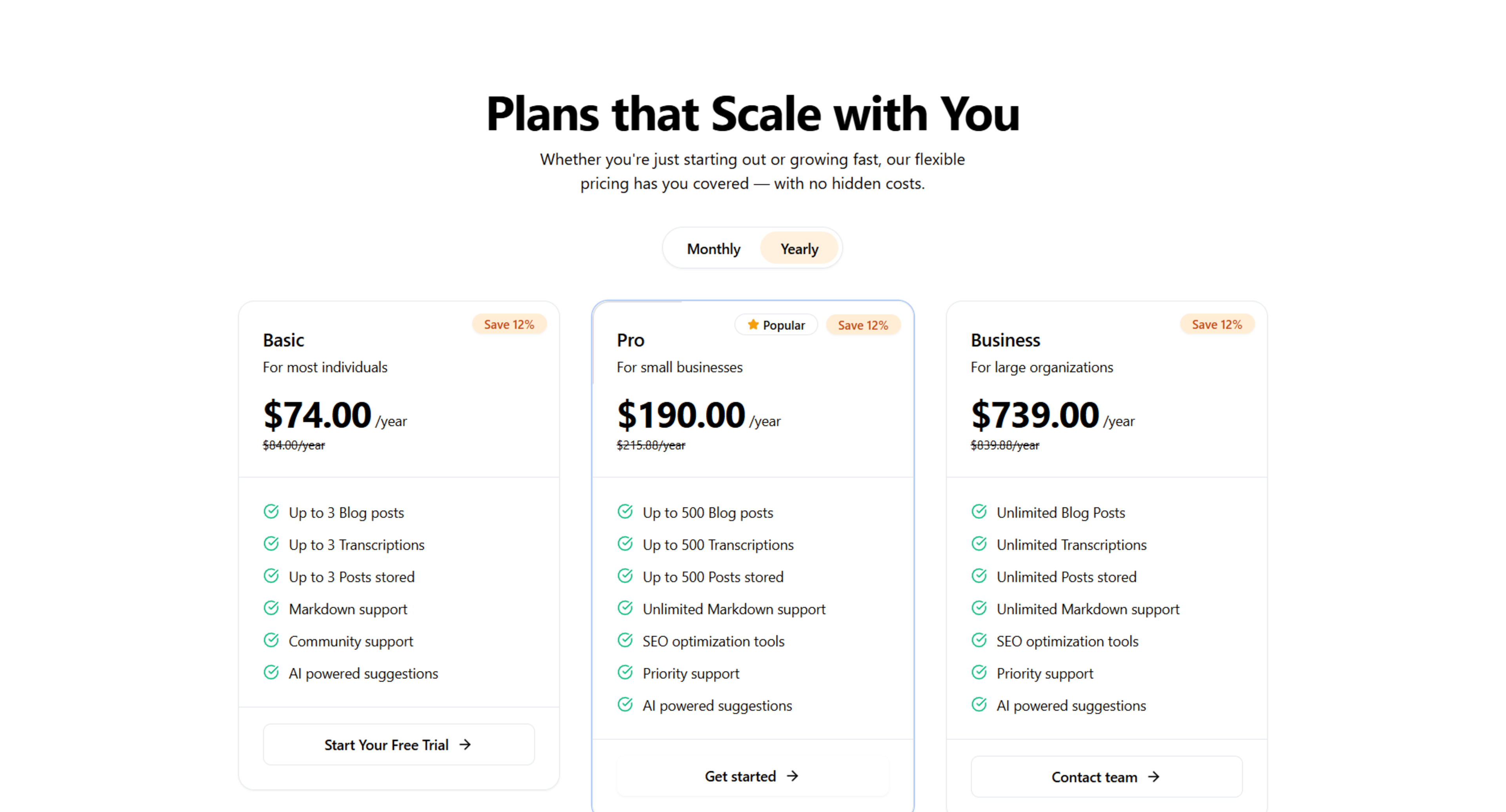 Premium Pricing Modern Pricing Component React component built with Tailwind CSS