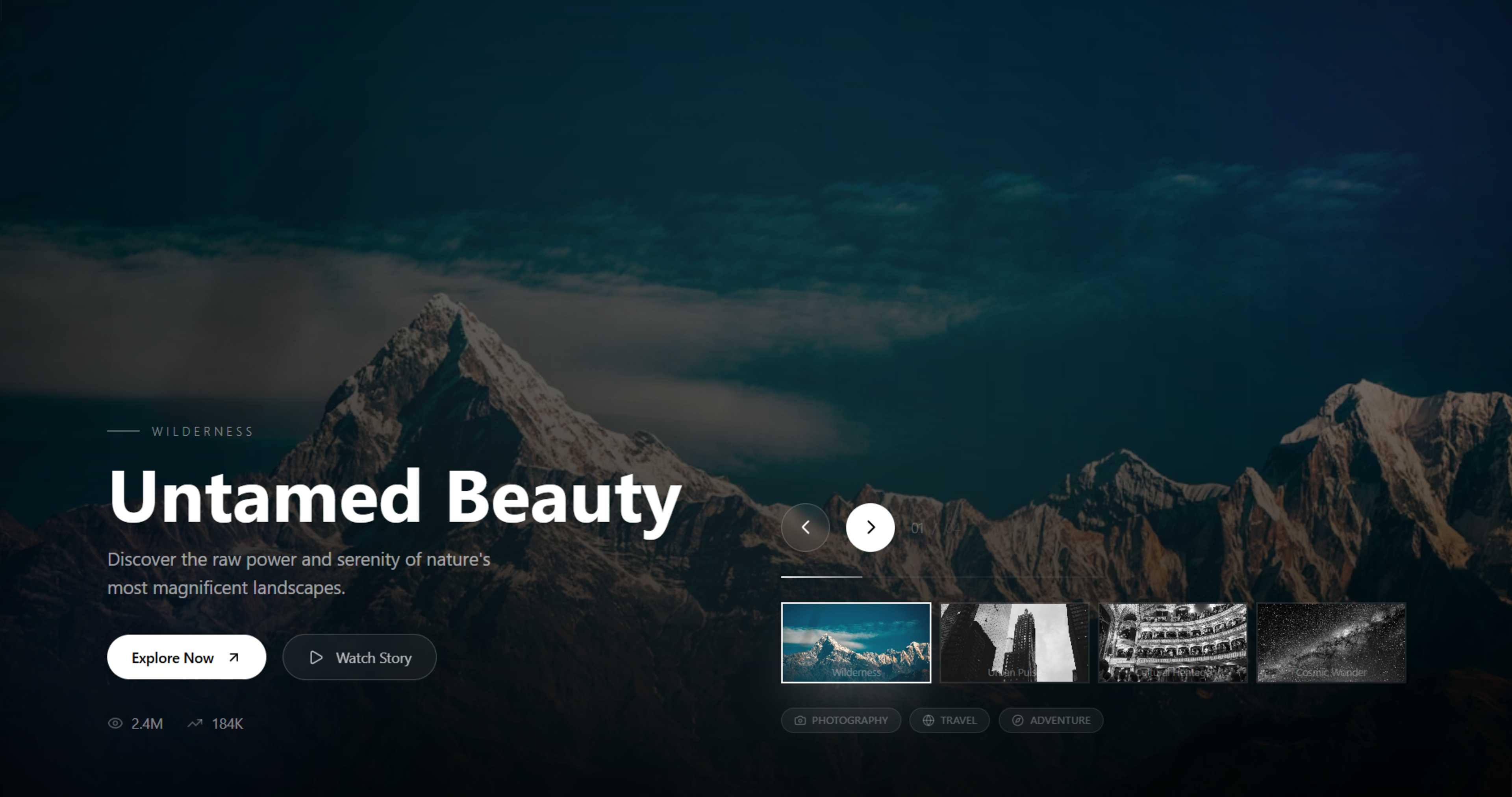 Premium Carousel Horizon Slider React component built with Tailwind CSS