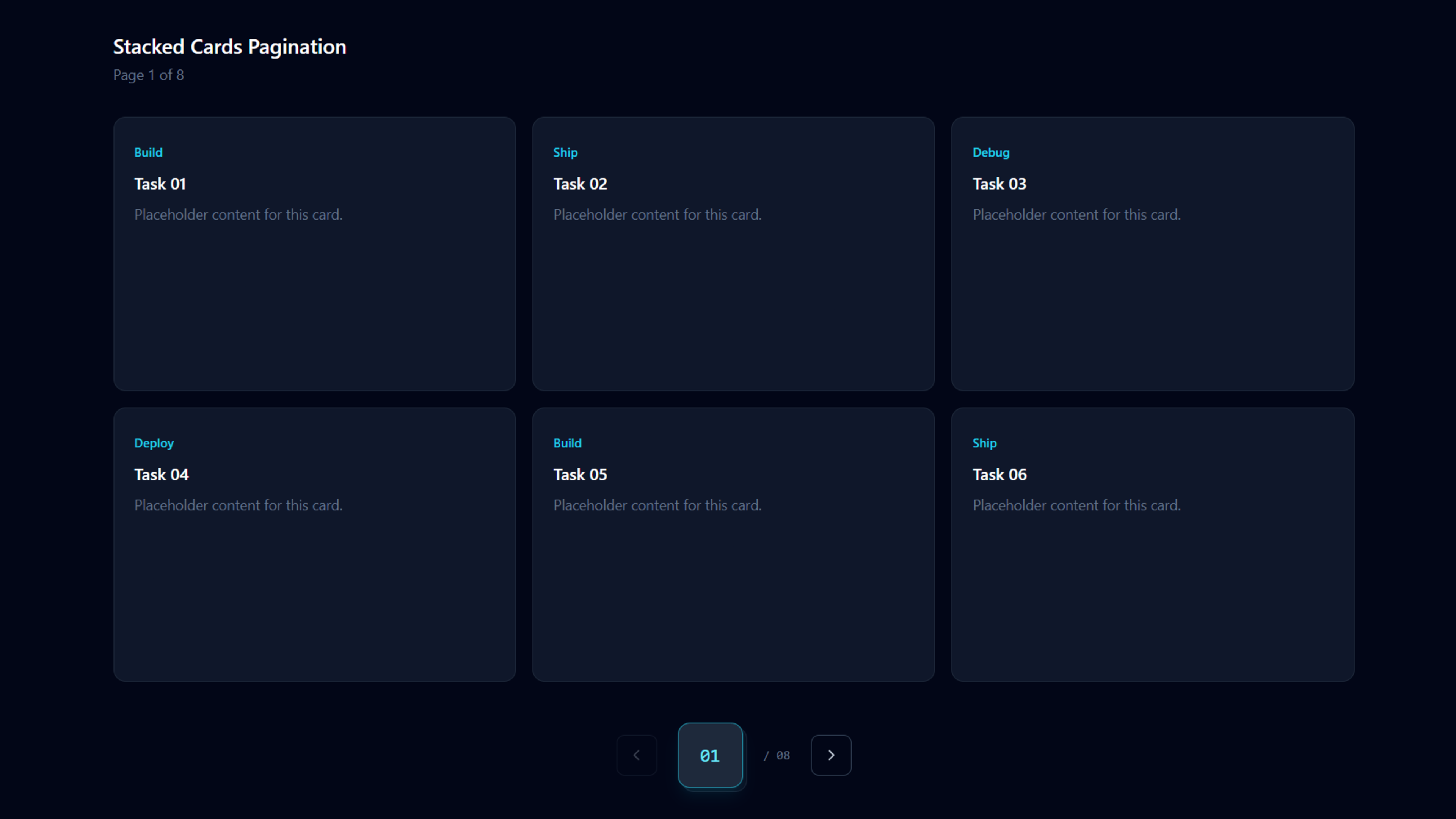 Free Pagination Stacked Cards React Pagination Component React component built with Tailwind CSS