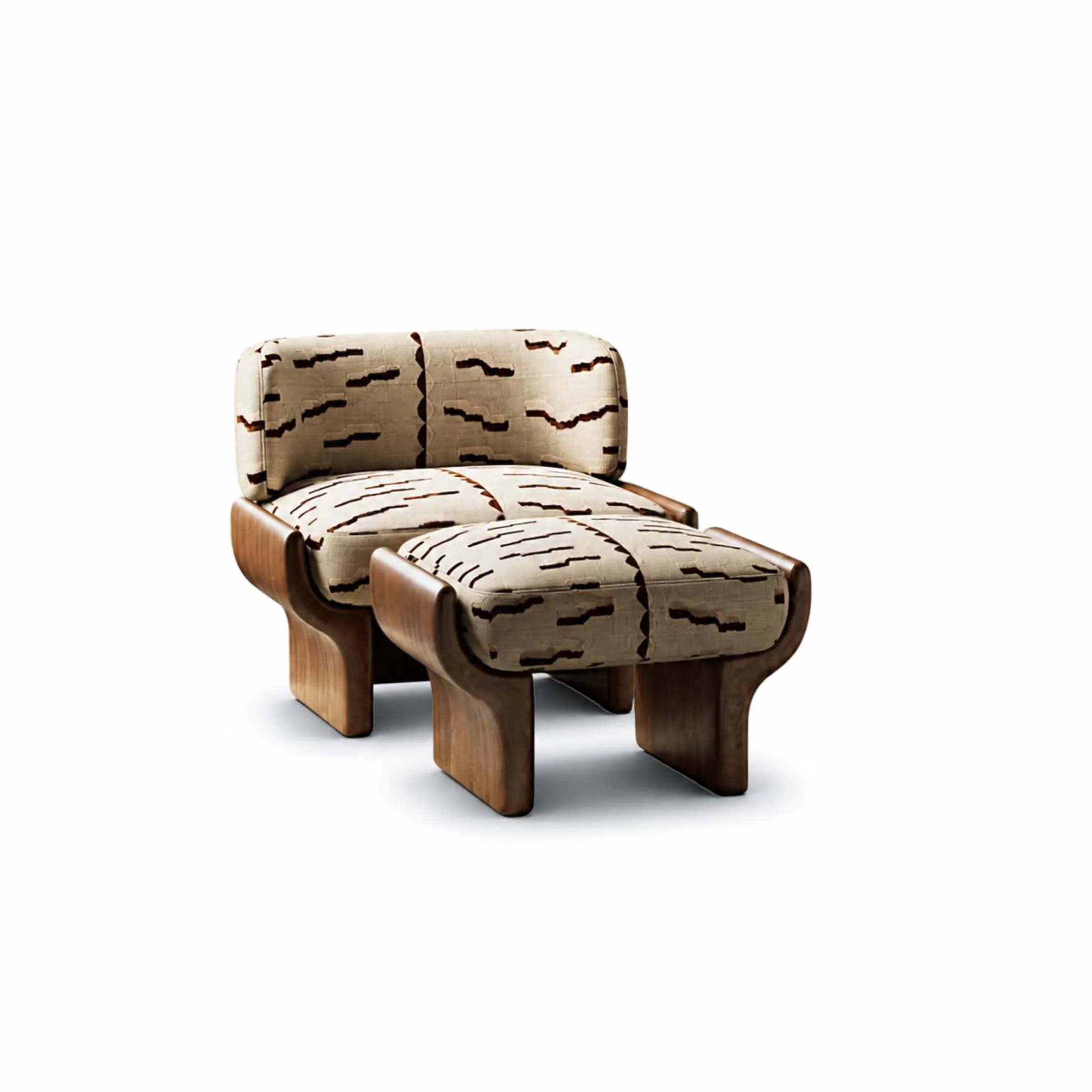 Abstract Dash Print Lounge Chair and Ottoman Set