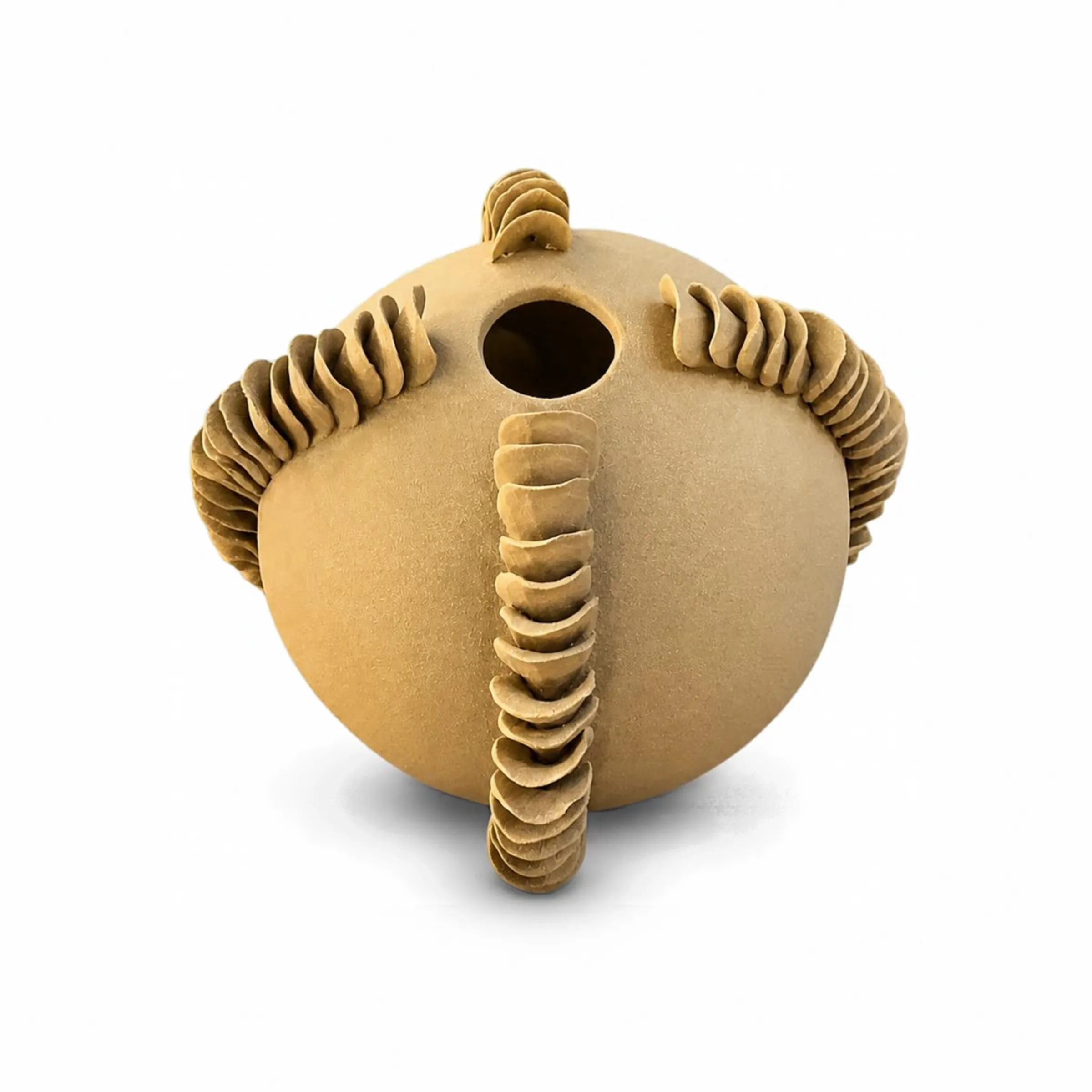 Ruffled Ridge Ceramic Sphere Vase